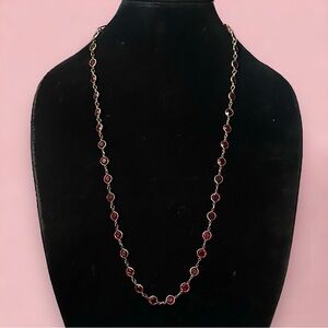 Two Sisters bezeled red stones necklace